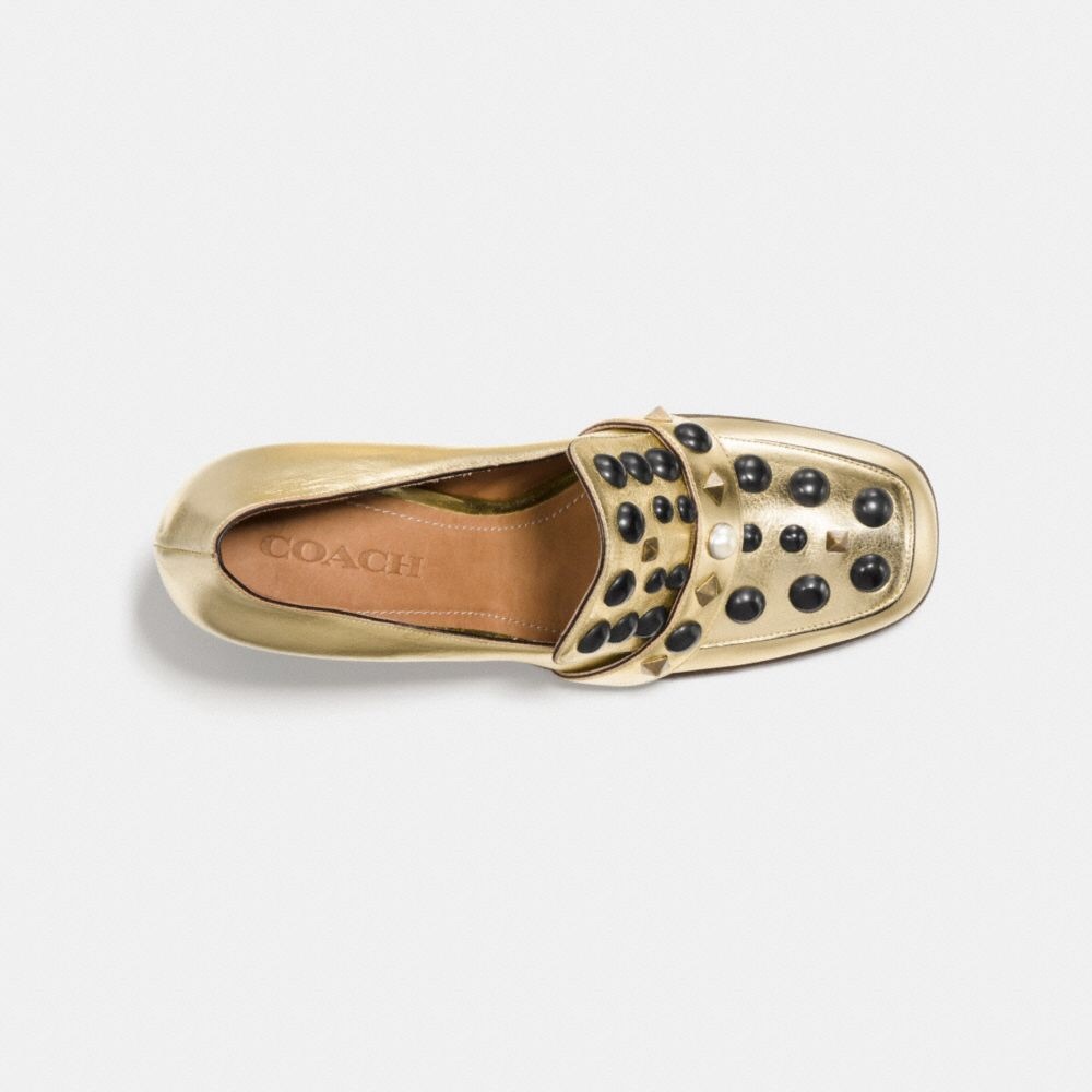 NIB - COACH 1941 Gold Metallic Studded Loafers - Picture 3 of 8